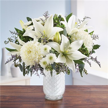 Pure Elegance Bouquet&trade; In White Mosaic For Sympathy